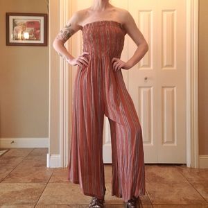 Orange striped Sleeveless Jumpsuit